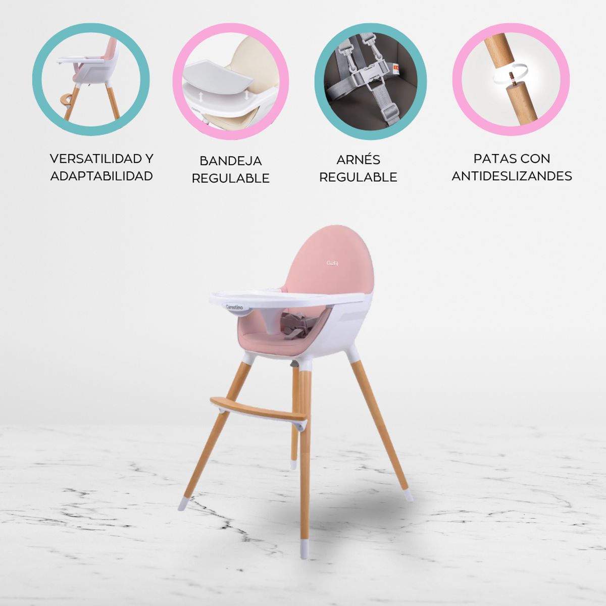 CARESTINO - Silla de Comer Nórdico  «NEO» Pink