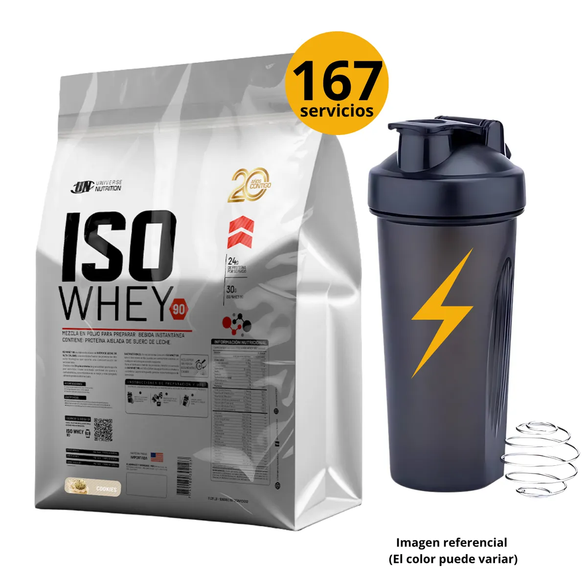 UNIVERSE NUTRITION - ISO WHEY 90 DE 5kg VAINILLA CON SHAKER - PROTEÍNA ISOLATADA
