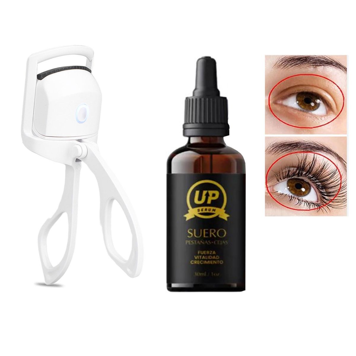 GENERICO - Pack completo Rizador de pestañas Eléctrico y serum de larga duración
