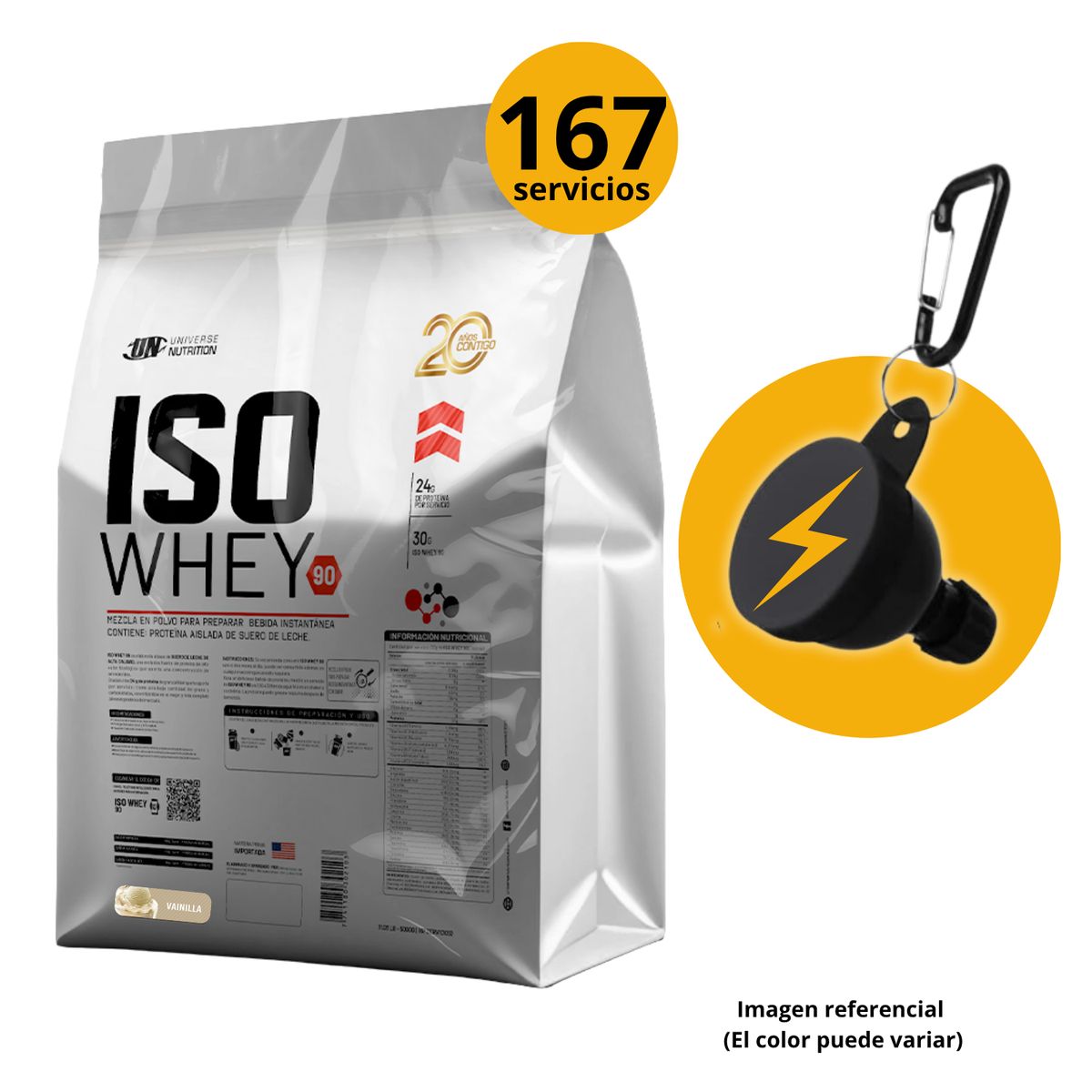 UNIVERSE NUTRITION - ISO WHEY 90 DE 5kg VAINILLA CON PORTASUPLES - PROTEÍNA ISOLATADA