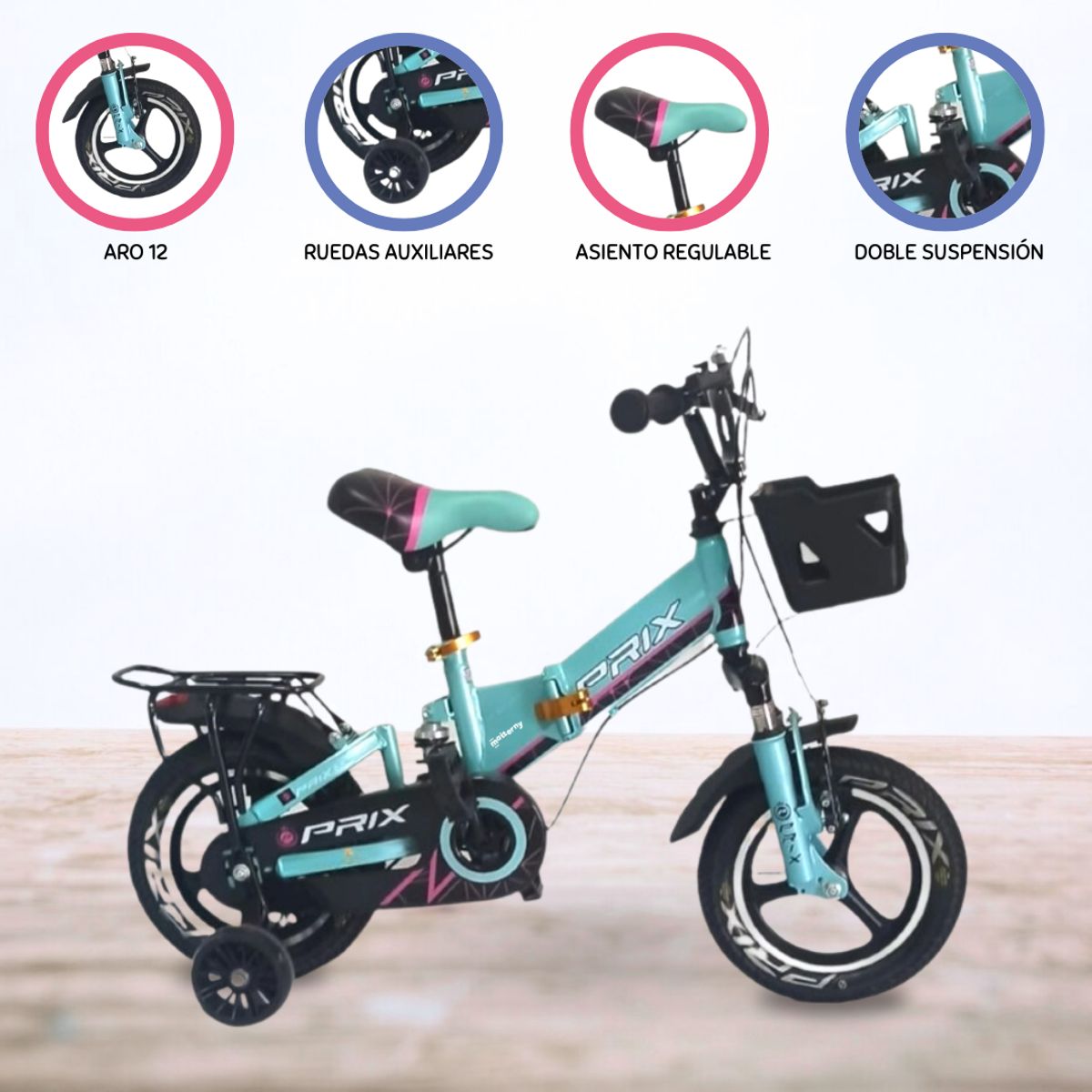 BABYGO - Bicicleta Plegable de Aluminio para Niños «PRIX» Light Blue
