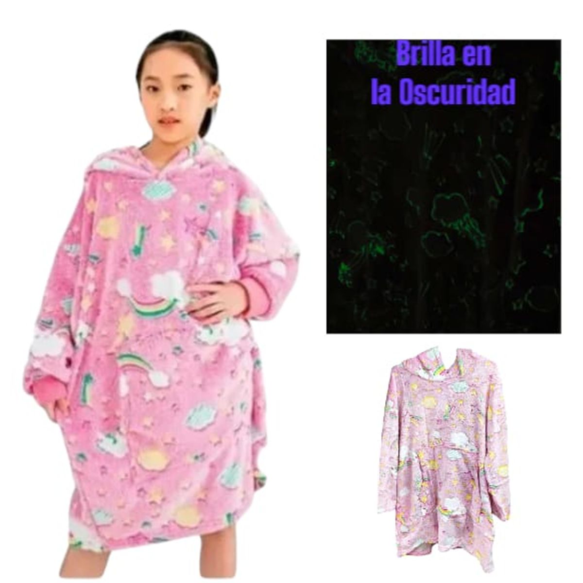 OEM - Poleron Sudadera con Capucha Niñas Luminiscente Abrigadora Frio