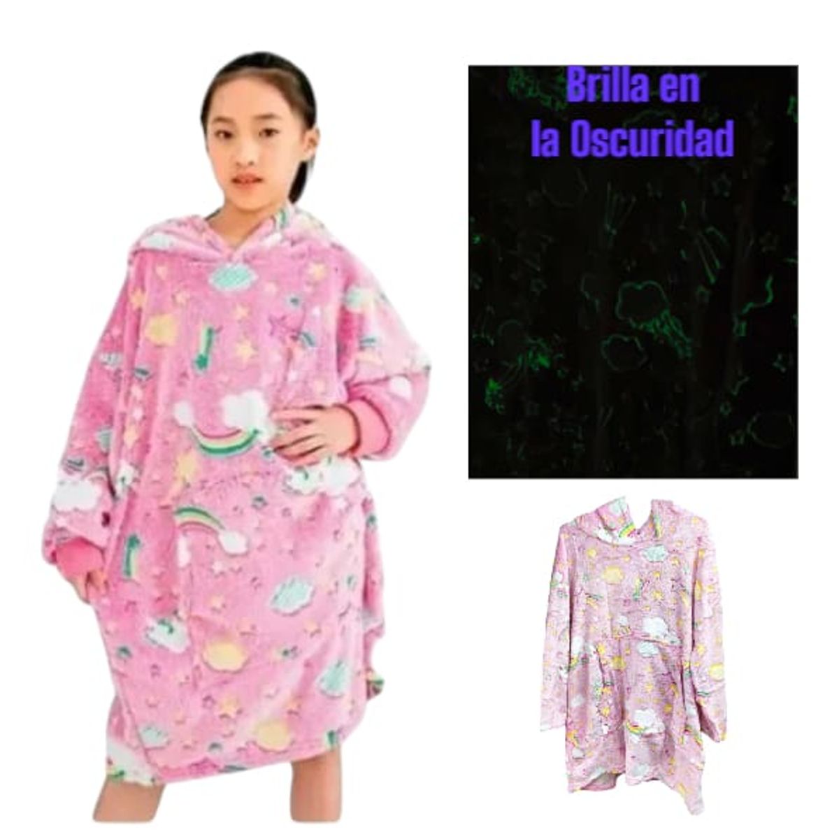 OEM - Poleron Sudadera con Capucha Niñas Luminiscente Abrigadora Frio