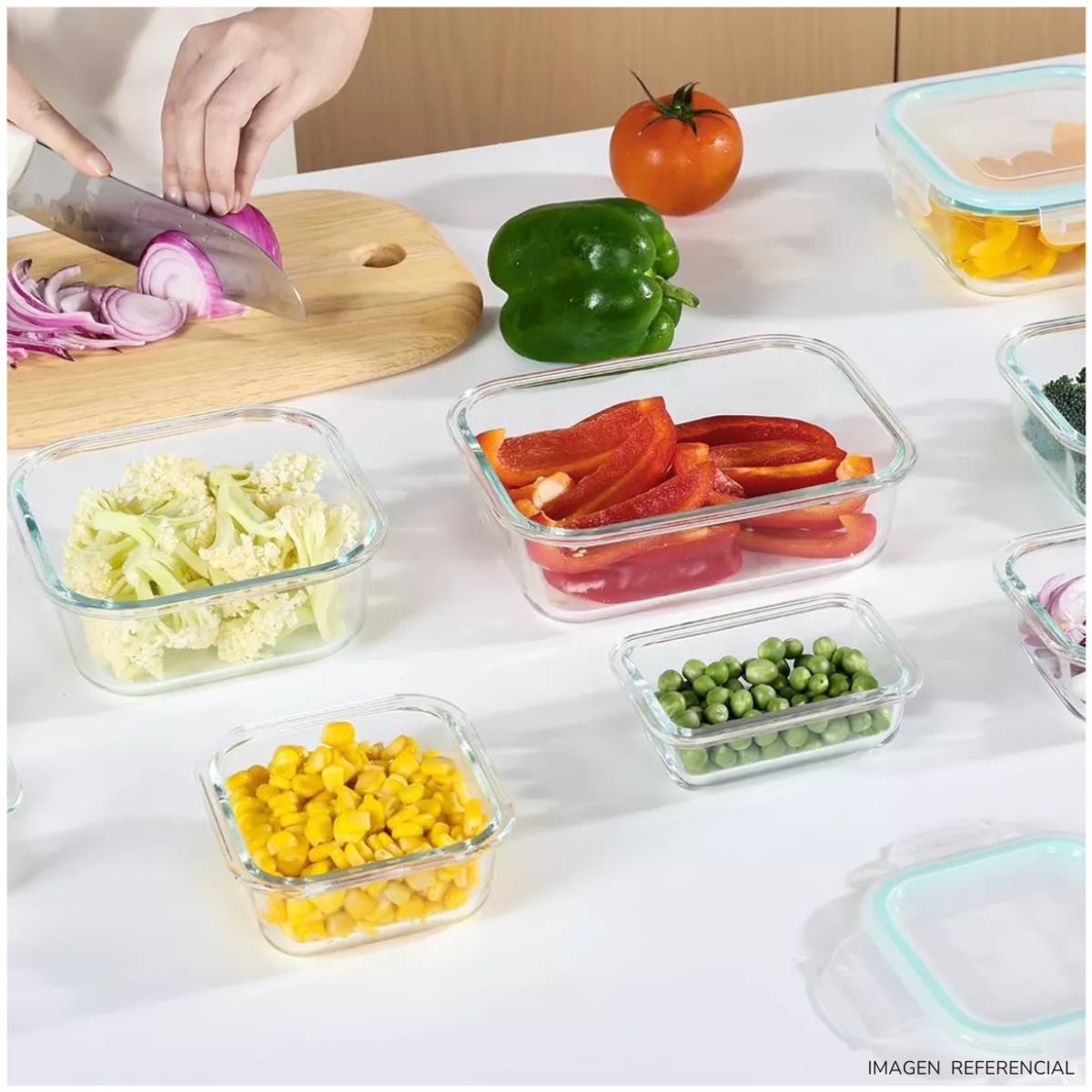 INSPIRA - Set x3 Táperes de Vidrio con tapa plástica hermética Rectangular