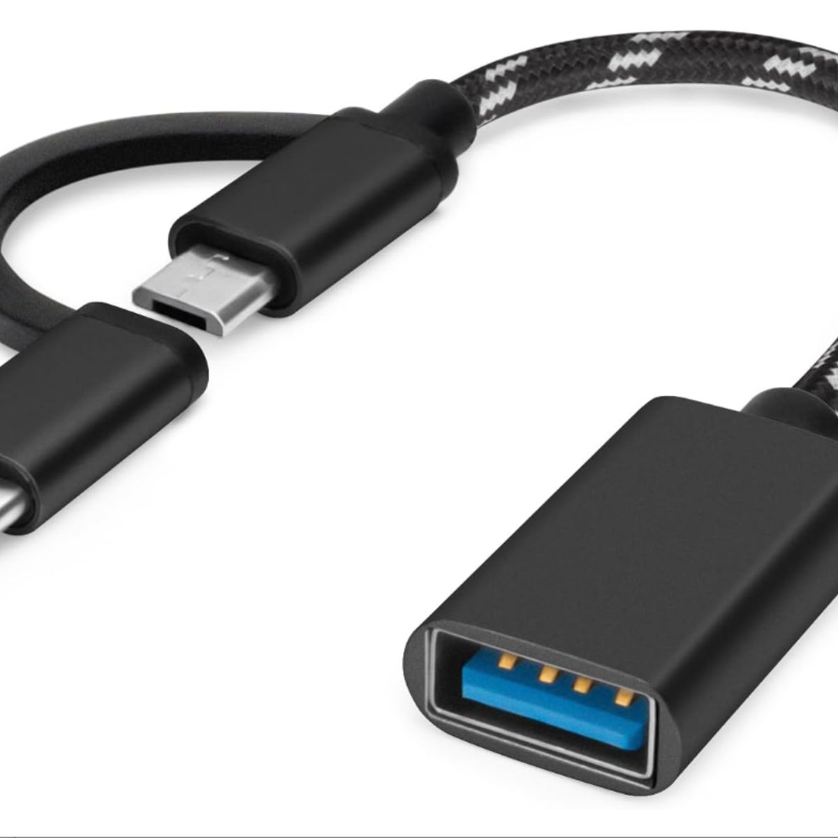 GENERICO - Cable OTG 2 en 1 Tipo C y Micro USB a USB