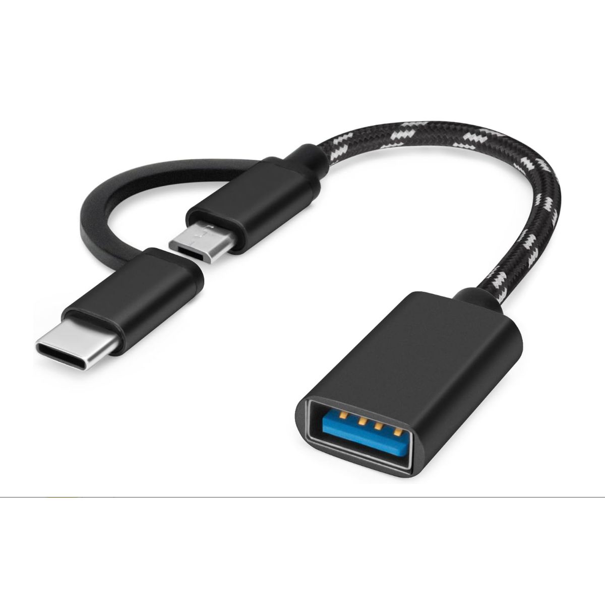 GENERICO - Cable OTG 2 en 1 Tipo C y Micro USB a USB