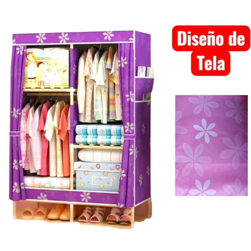 OEM - Ropero Armable 2 Cuerpos Estante Organizador con Funda 170x108x48cm