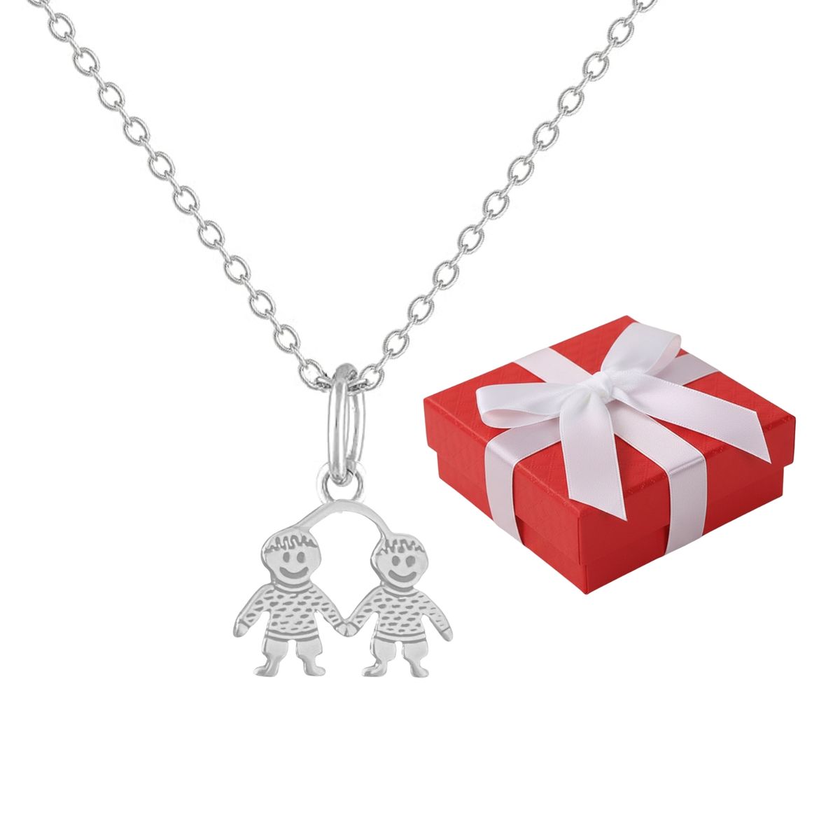 GENERICO - Collar Unisex Gemelos Niños Regalo Papá Mamá Joya Plata