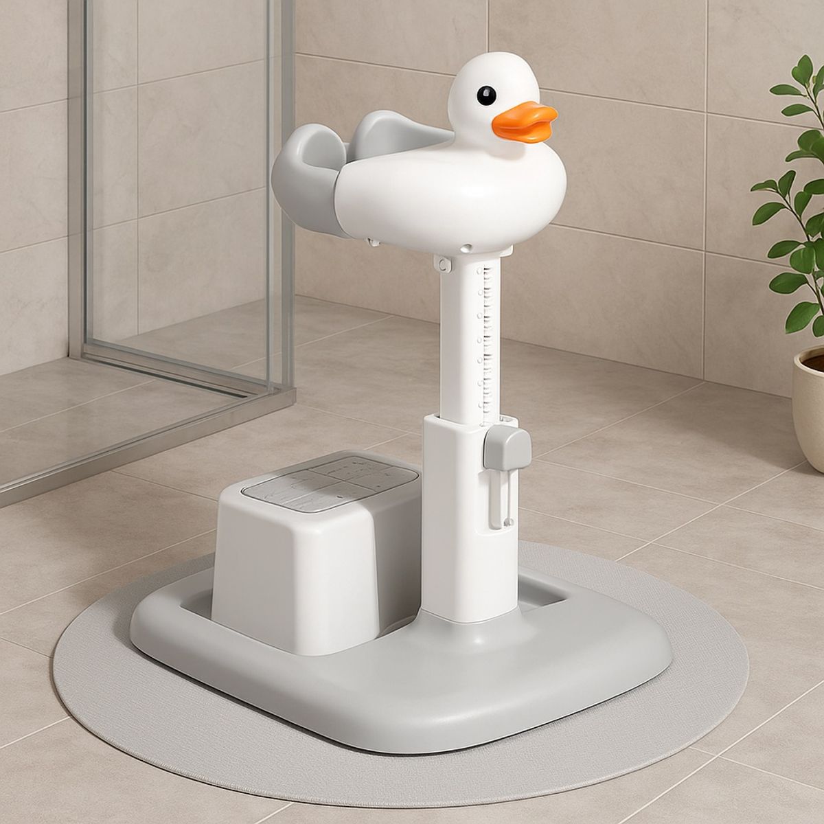 GENERICO - Soporte de Ducha para Bebé Ajustable Patito Gris