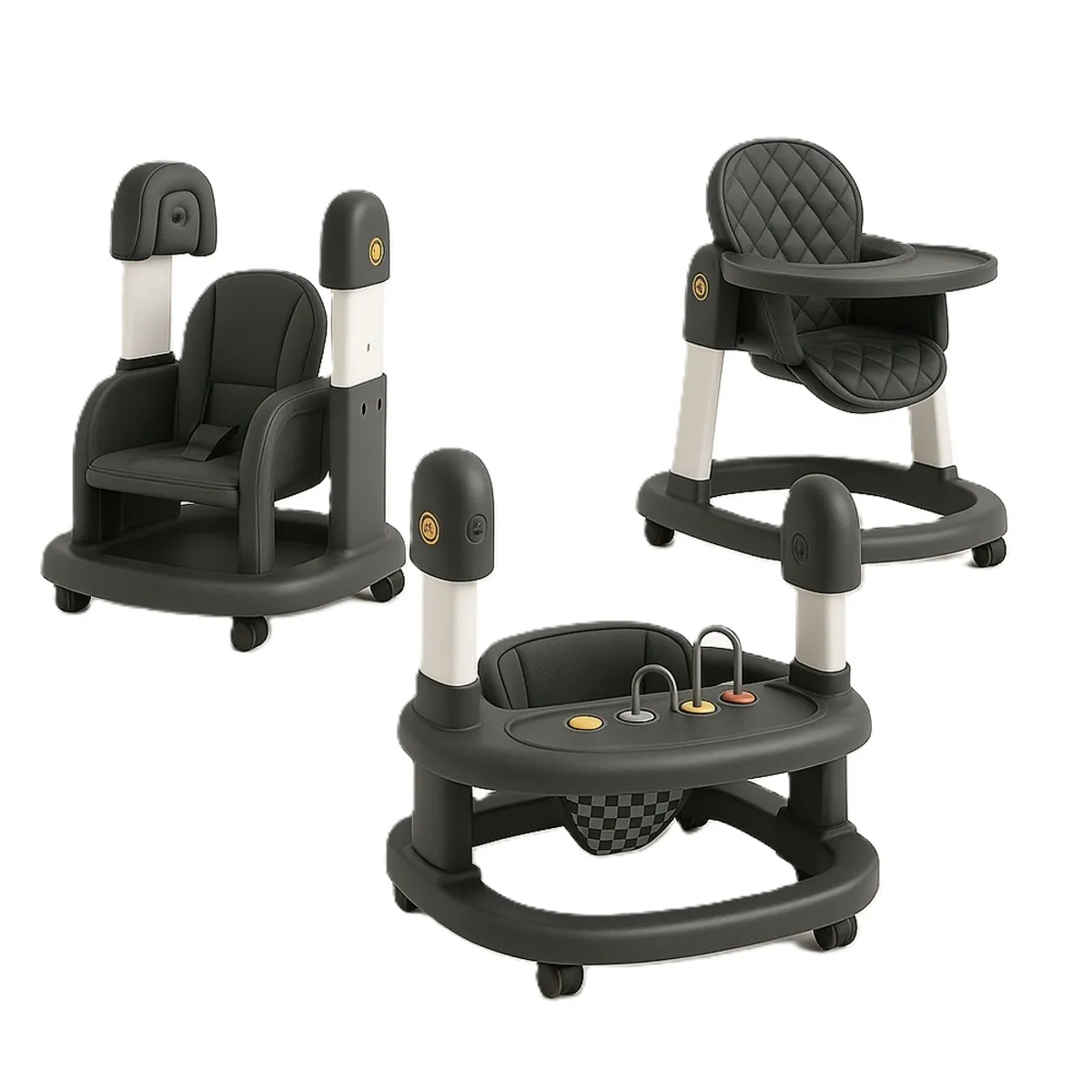 GENERICO - Silla de Comer  Mecedora  Andador Multifuncional Gris