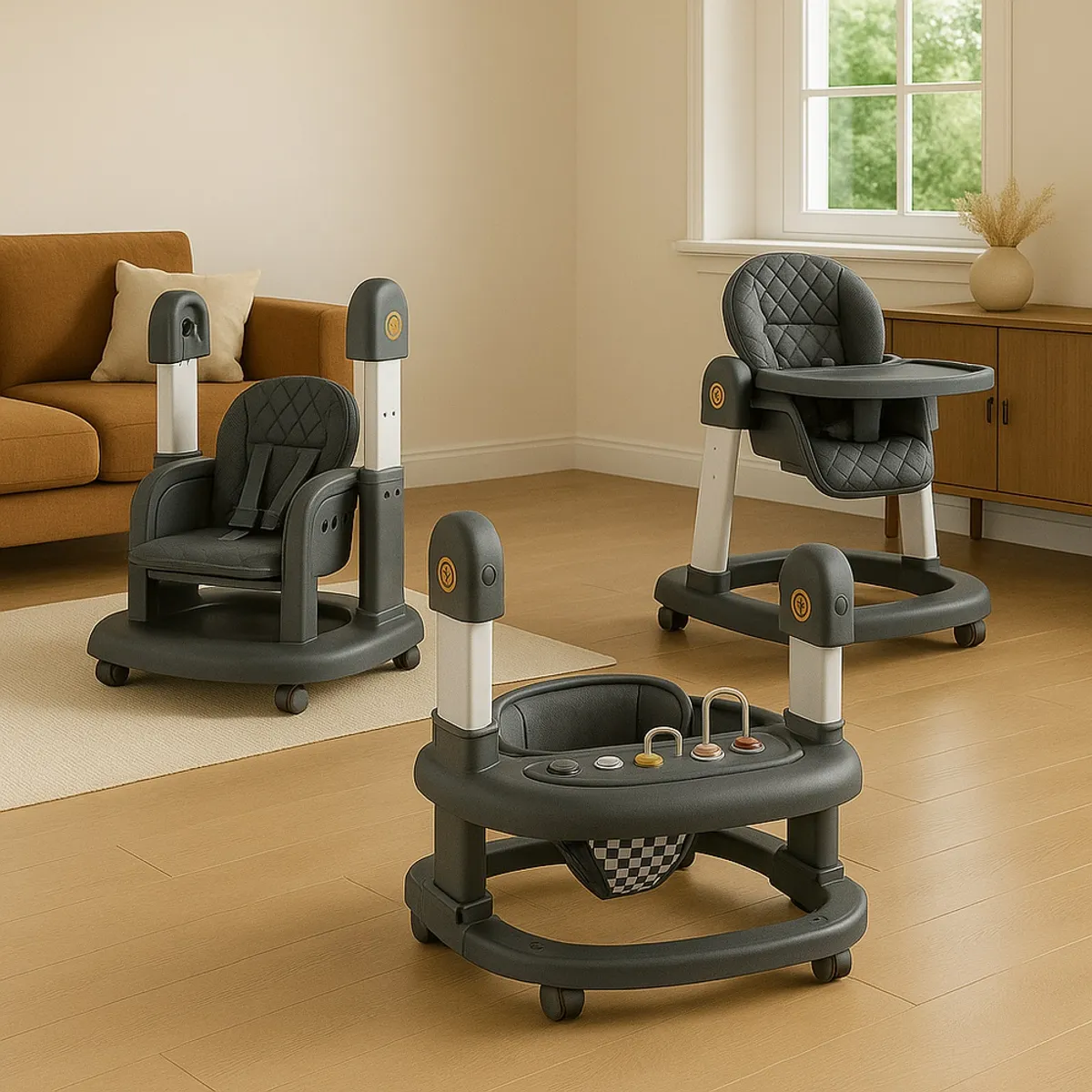 GENERICO - Silla de Comer  Mecedora  Andador Multifuncional Gris