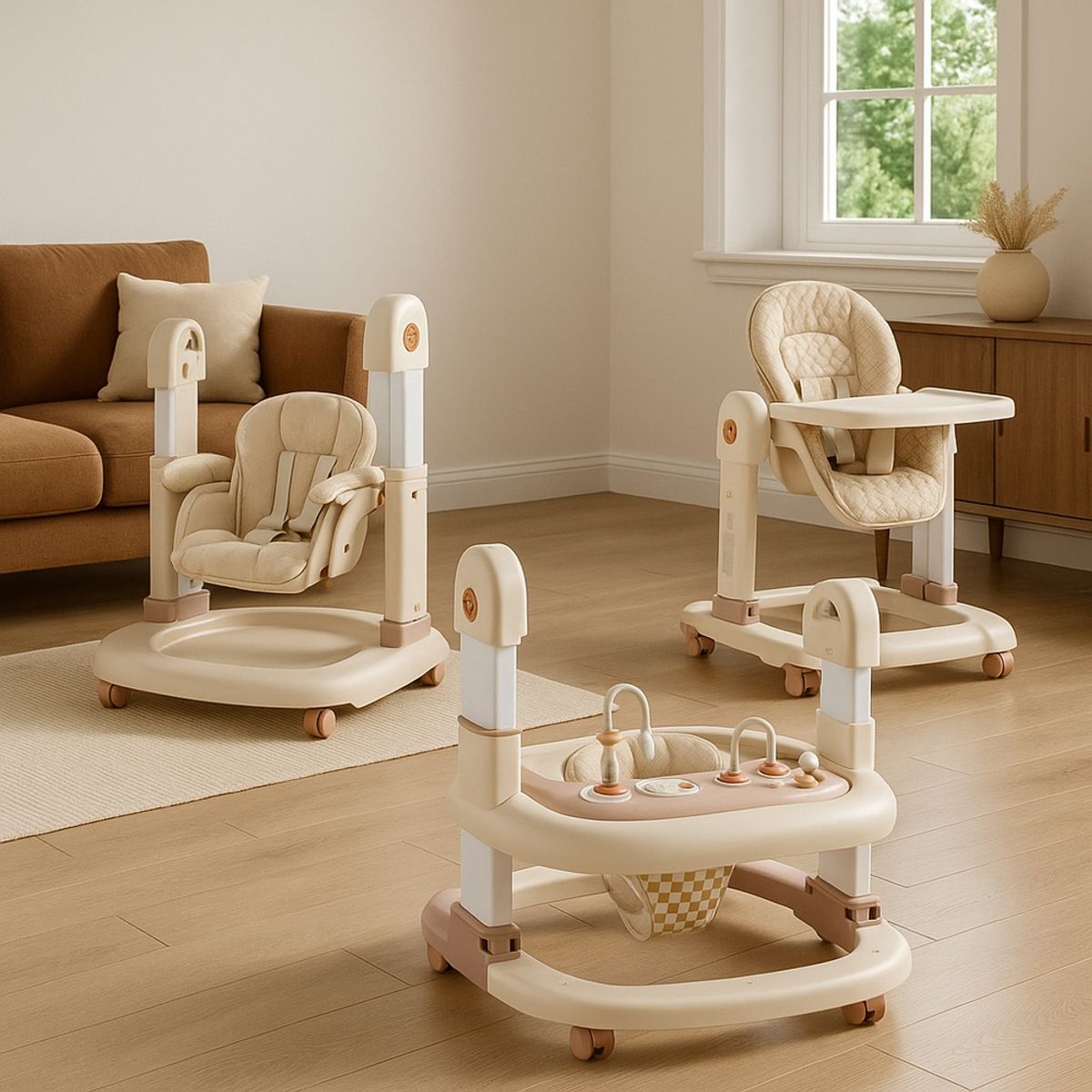 GENERICO - Silla de Comer  Mecedora  Andador Multifuncional Caqui