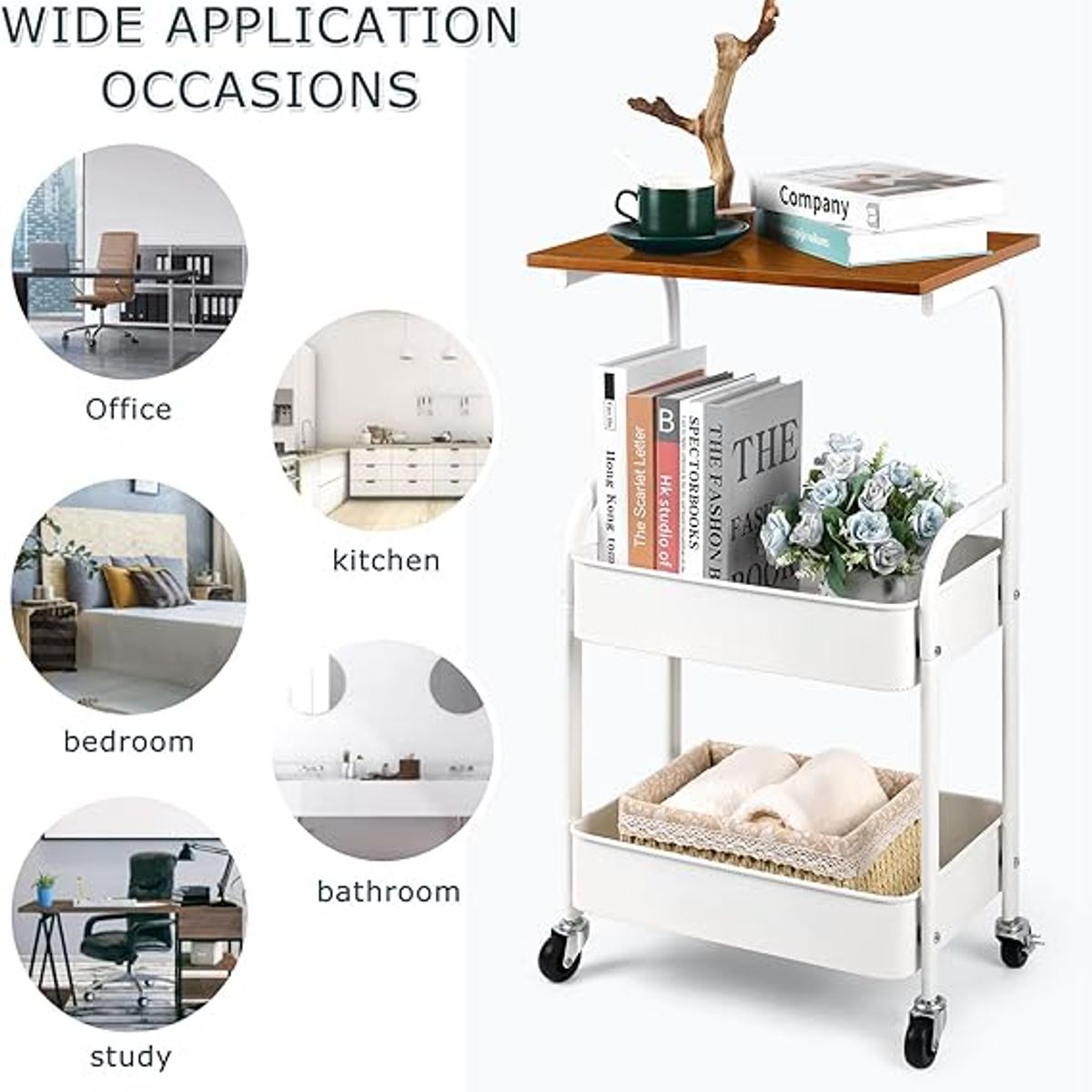 GENERICO - Mesa auxiliar - organizador multiuso con ruedas