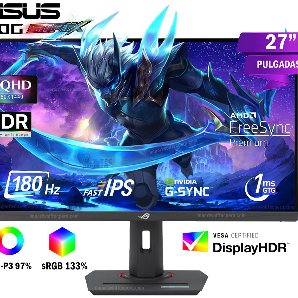 ASUS - MONITOR ASUS ROG Strix XG27ACS 27 FAST IPS WQHD 180Hz 1ms G-Sync