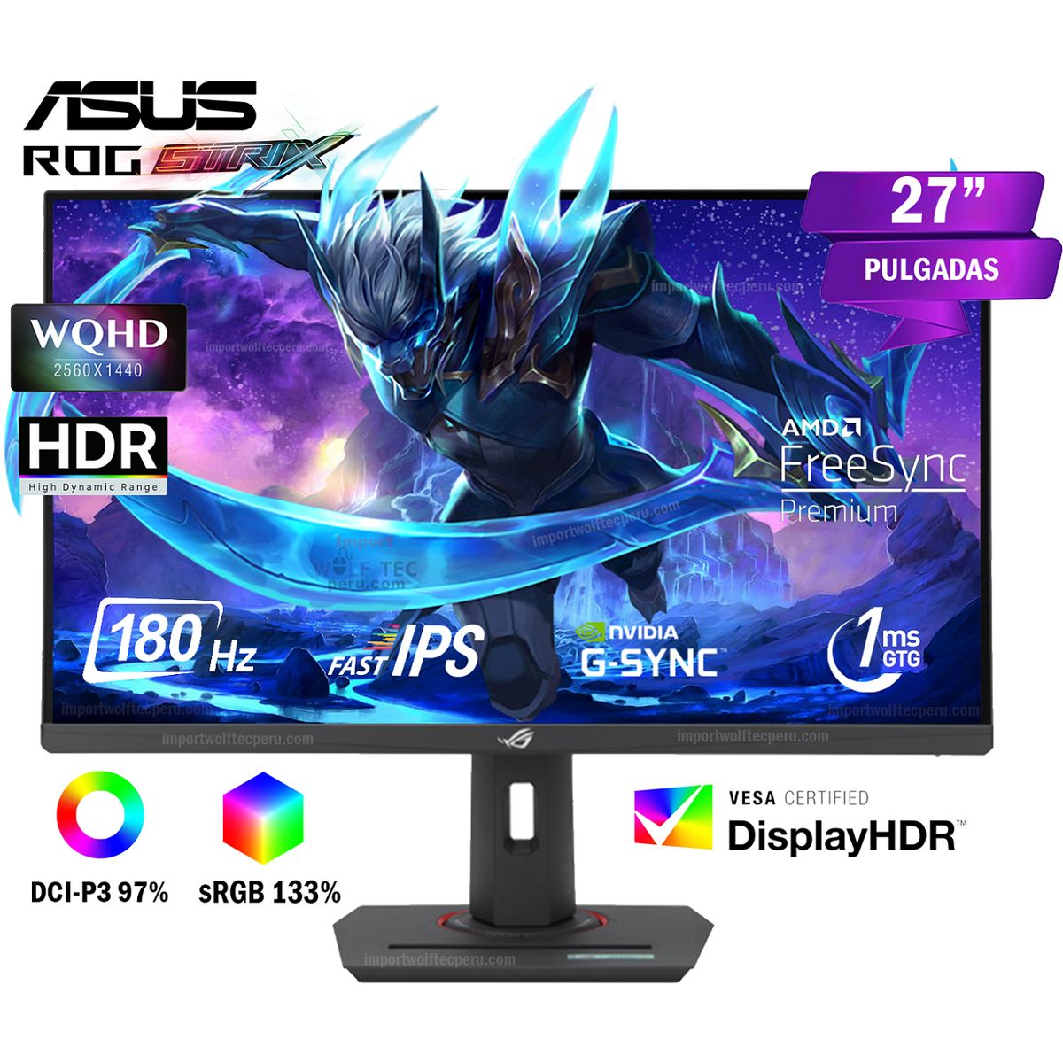 ASUS - MONITOR ASUS ROG Strix XG27ACS 27 FAST IPS WQHD 180Hz 1ms G-Sync