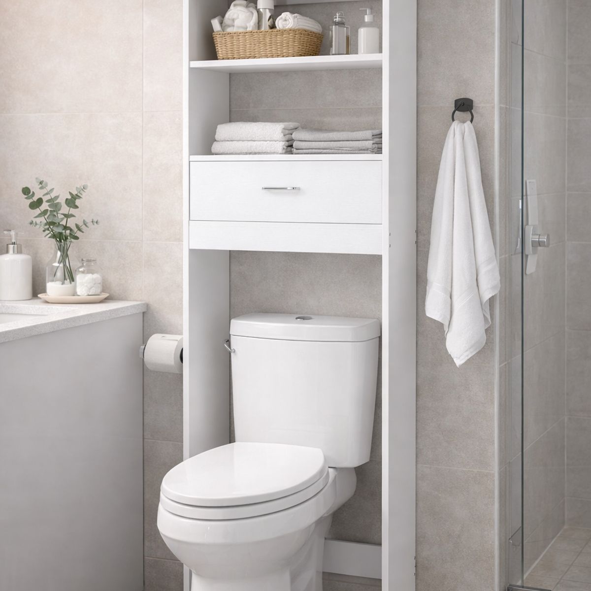 GENERICO - ORGANIZADOR DE BAÑO SOBRE INODORO - SOLAR WHITE