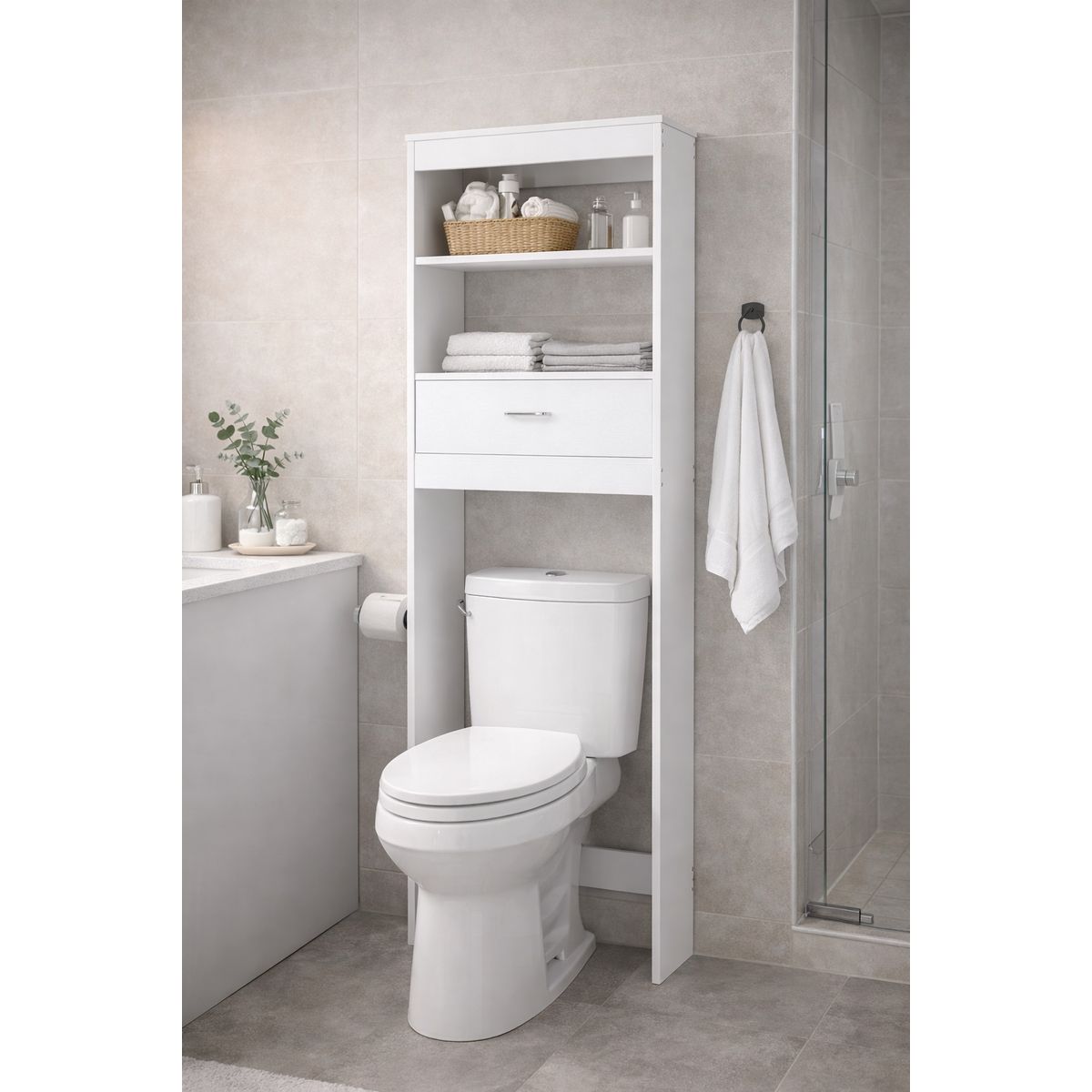 GENERICO - ORGANIZADOR DE BAÑO SOBRE INODORO - SOLAR WHITE