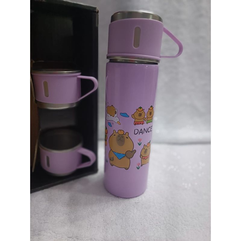 GENERICO - TERMO 3 TAZAS DE ACERO INOXIDABLE lila