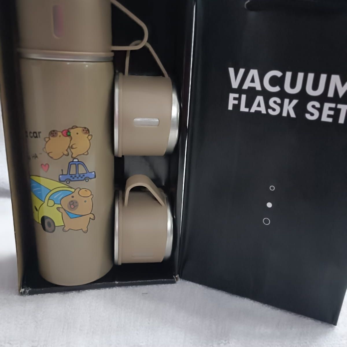 GENERICO - TERMO 3 TAZAS DE ACERO INOXIDABLE beige