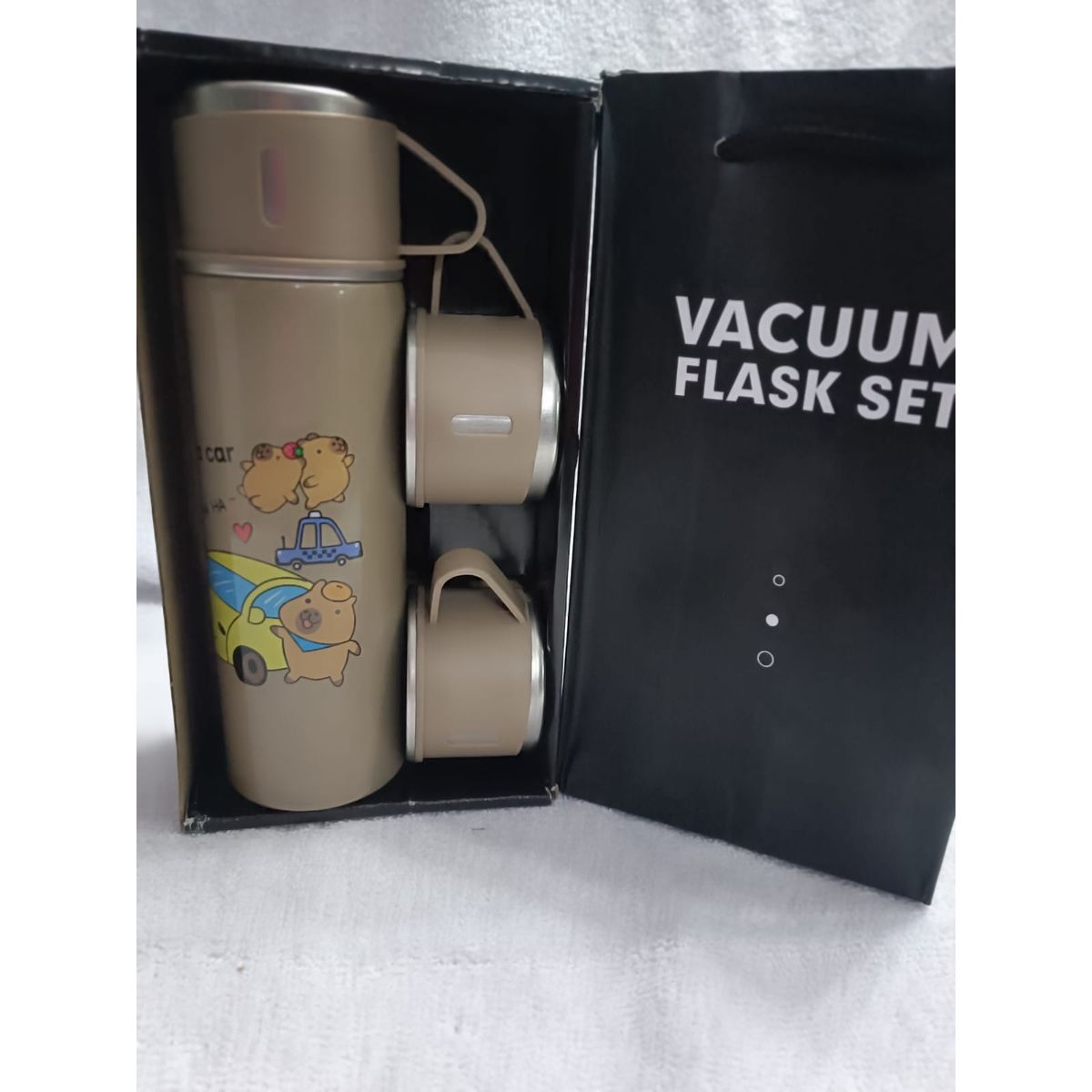 GENERICO - TERMO 3 TAZAS DE ACERO INOXIDABLE beige