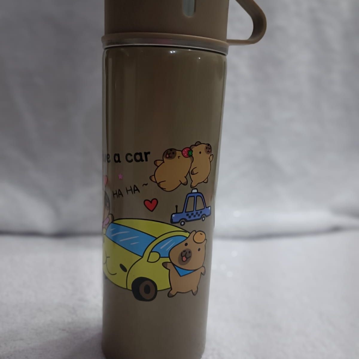 GENERICO - TERMO 3 TAZAS DE ACERO INOXIDABLE beige