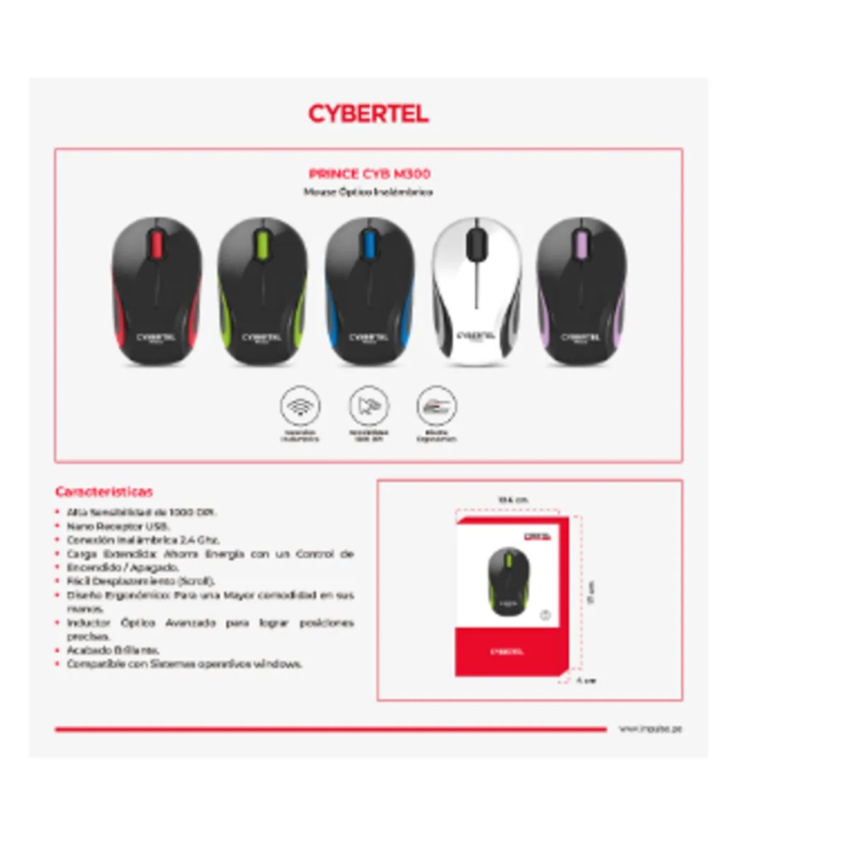 CYBERTEL - Mouse Inalambrico Prince Azul