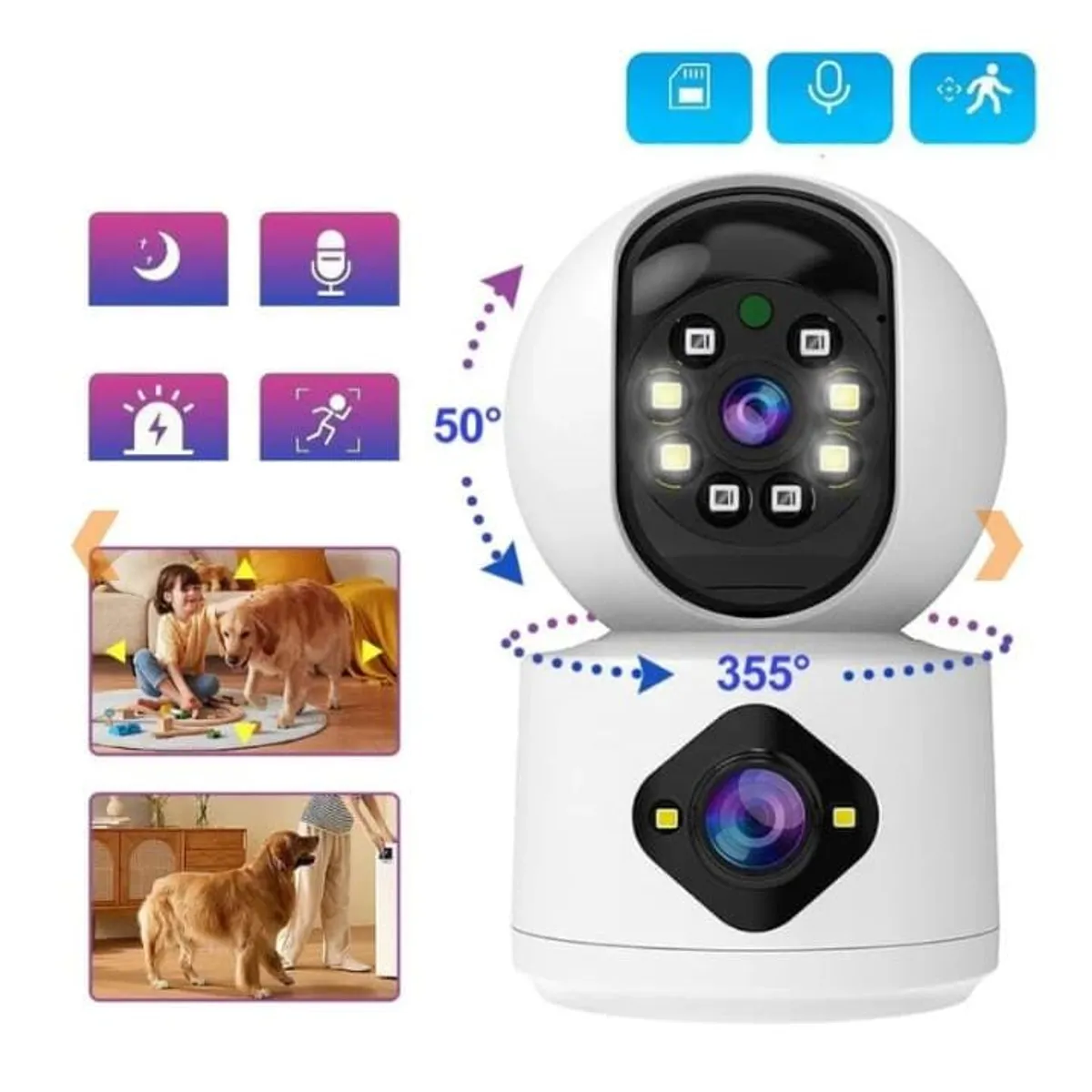 GENERICO - Cámara Doble de Vigilancia ICSee Inteligente WIfi 360º 4mp