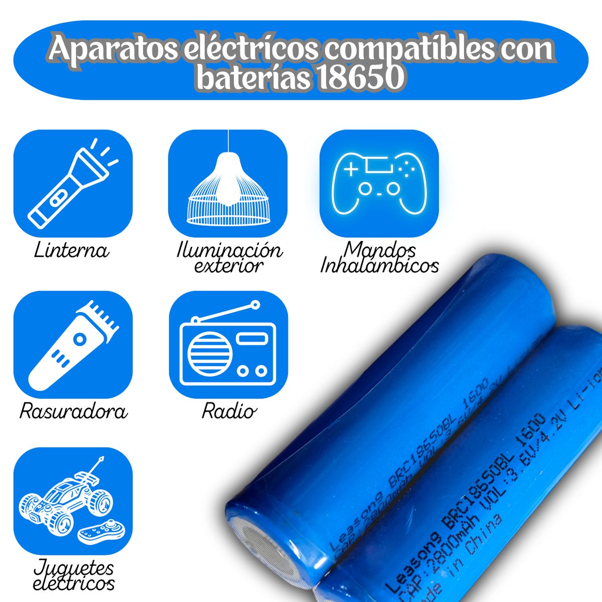 GENERICO - Bateria Recargable Litio 18650 2800mAH - Pila Litio recargable Pack x2