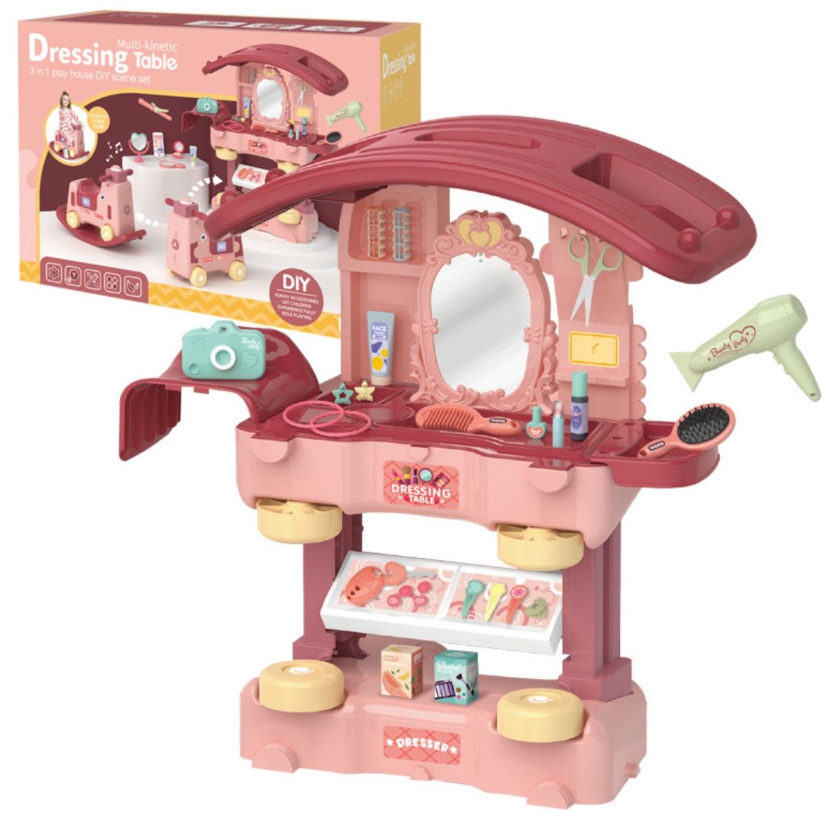 GENERICO - Role Play 3 en 1 Tocador / Balancín/ Correpasillos