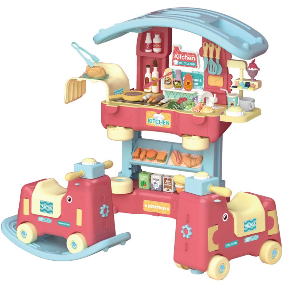 GENERICO - Role Play 3 en 1 Cocina / Balancín/ Correpasillos