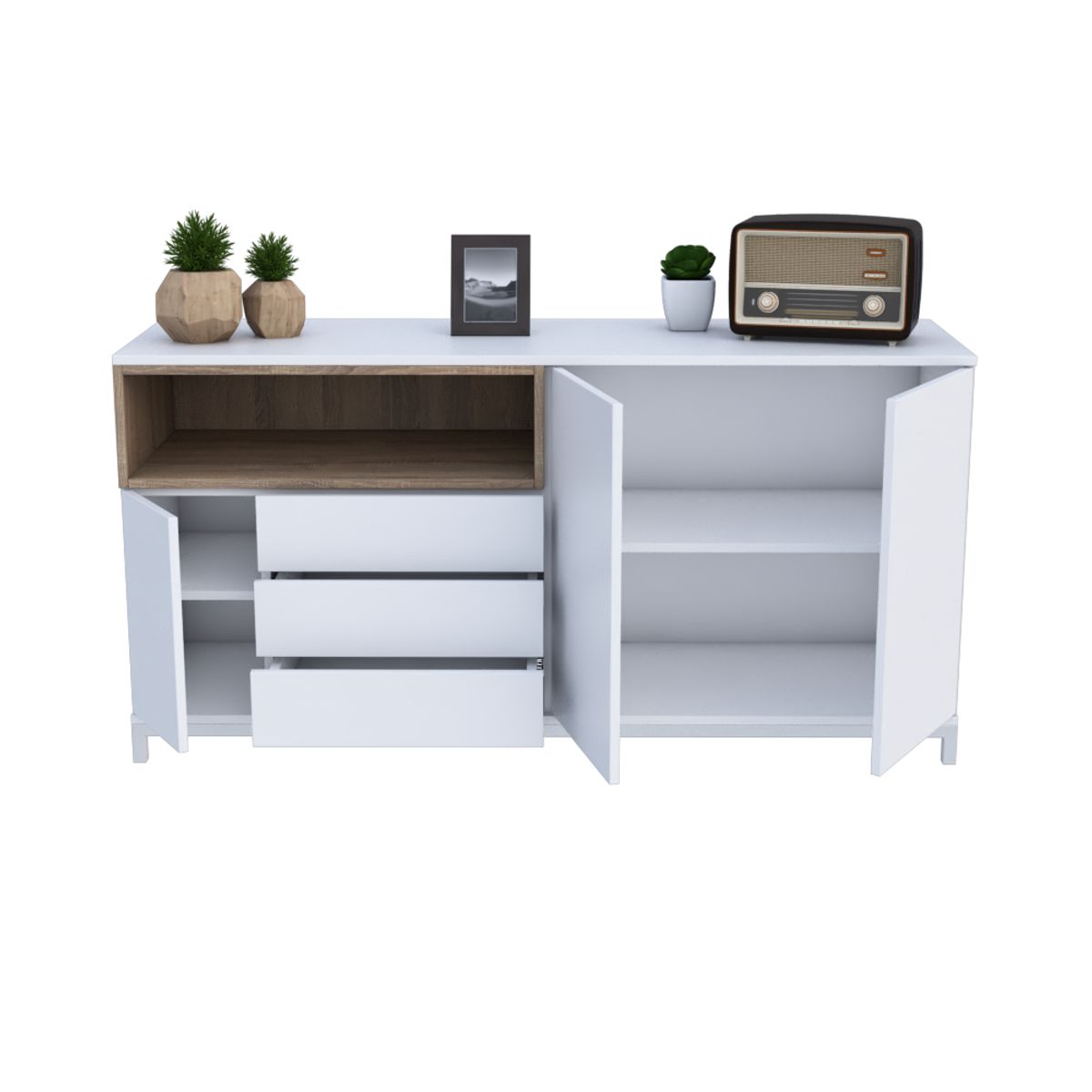 MUEBLES MACRUMO - Cómoda 3 cajones + 2 puertas con sistema push