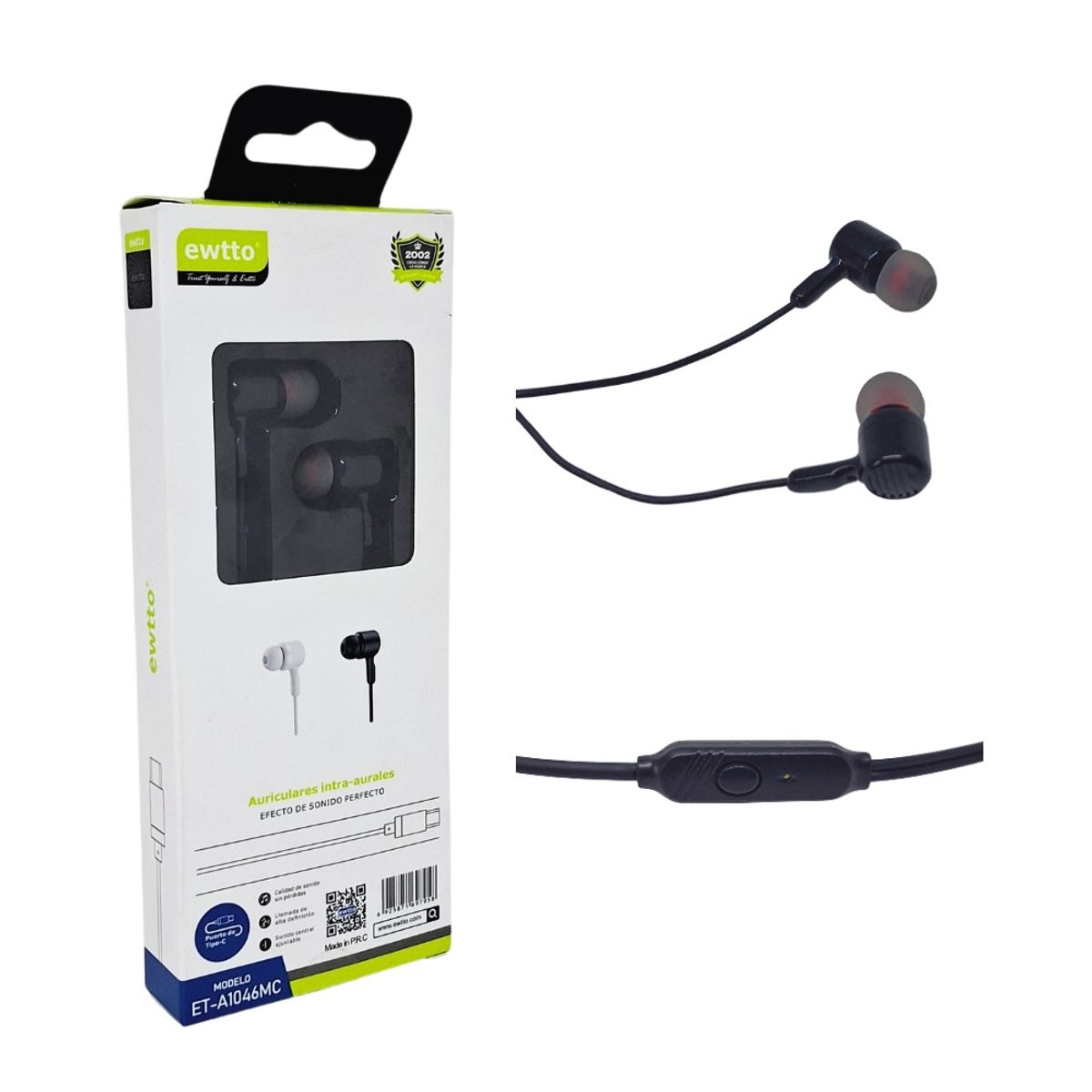 EWTTO - Audífonos Intra-auriculares Tipo C Ewtto ET-A1046MC Negro