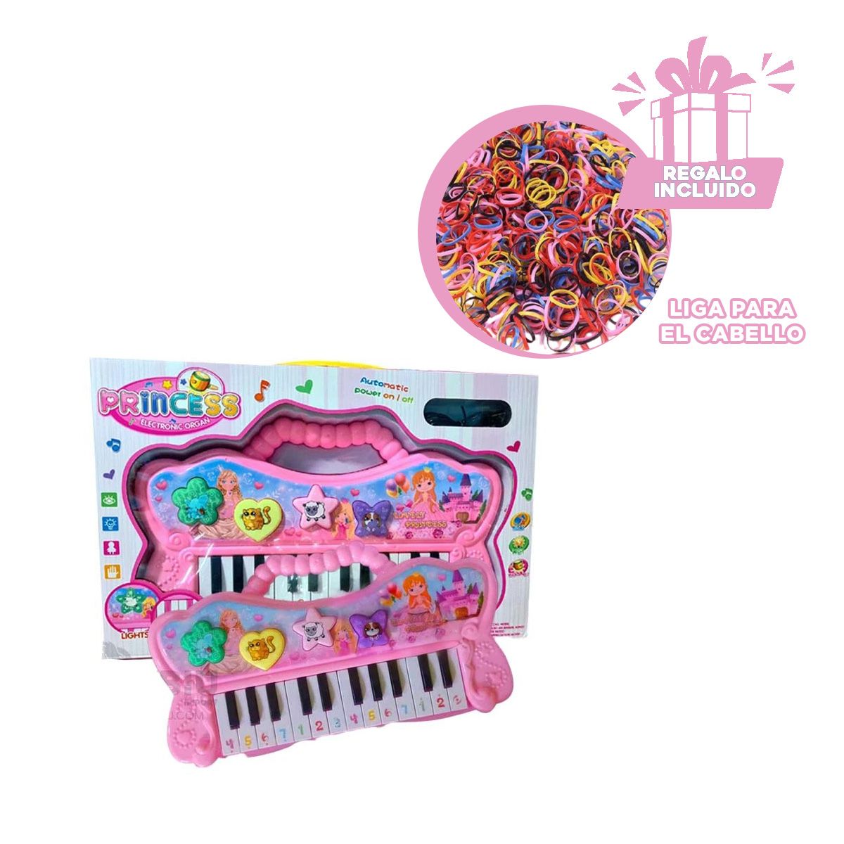 GENERICO - Instrumento Musical para Niñas Tono Rosa Y+Ligas de Regalo