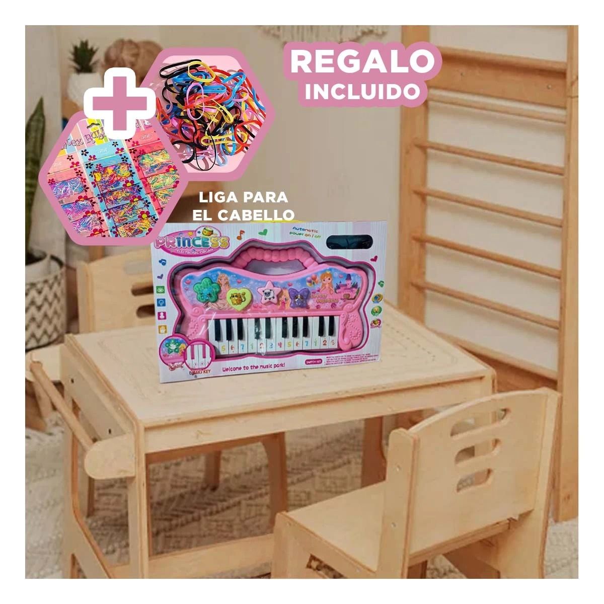 GENERICO - Pack12 Teclado con Efecto de Sonido Rosa Y+Ligas de Regalo