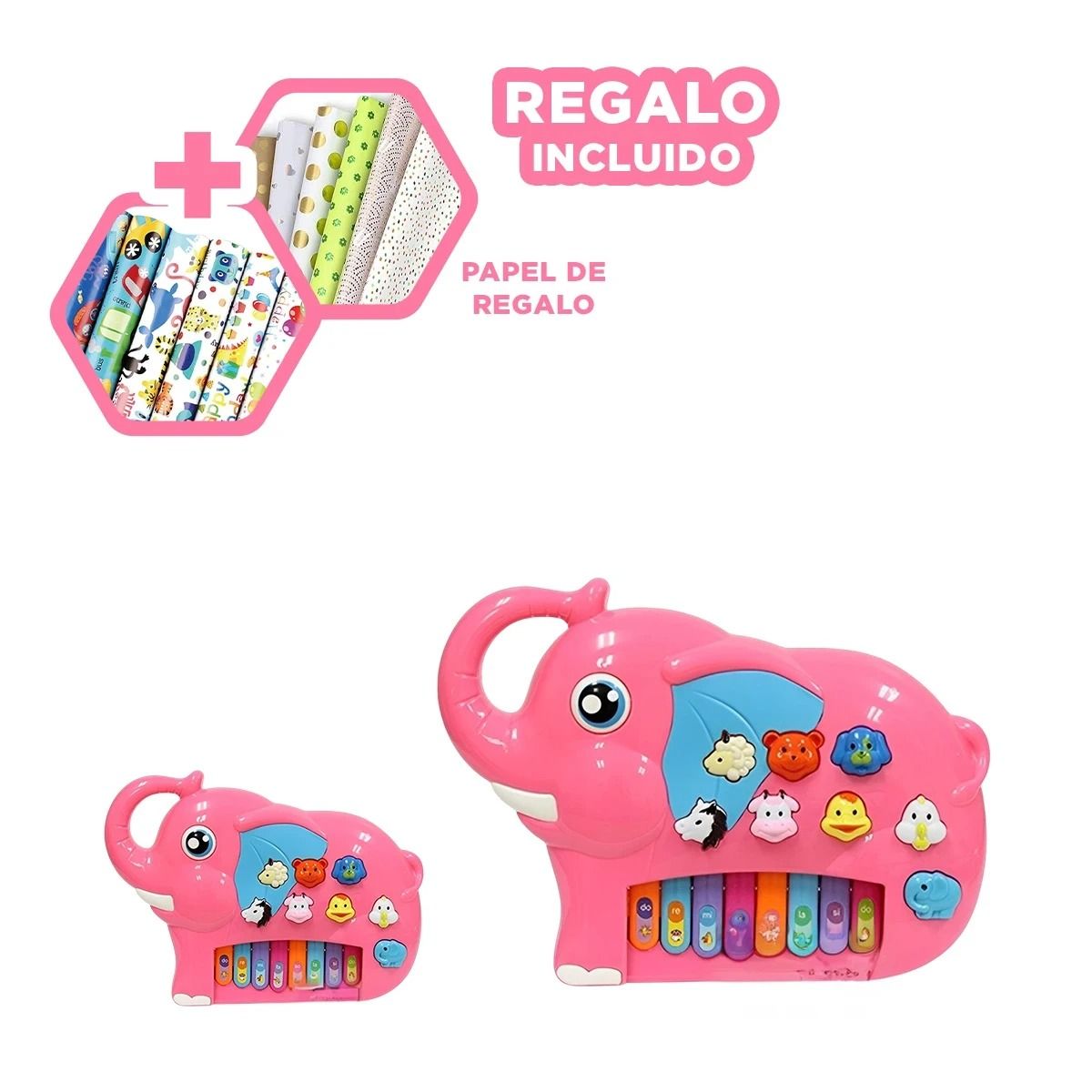 GENERICO - Piano Interactivo Bueno en Color Rosado Y+Papel de Regalo