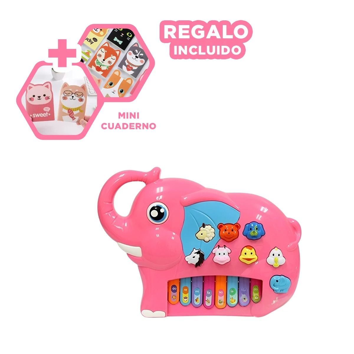 GENERICO - Piano Innovador para Pequeñas Color Rosado Y+Regalo Agendita