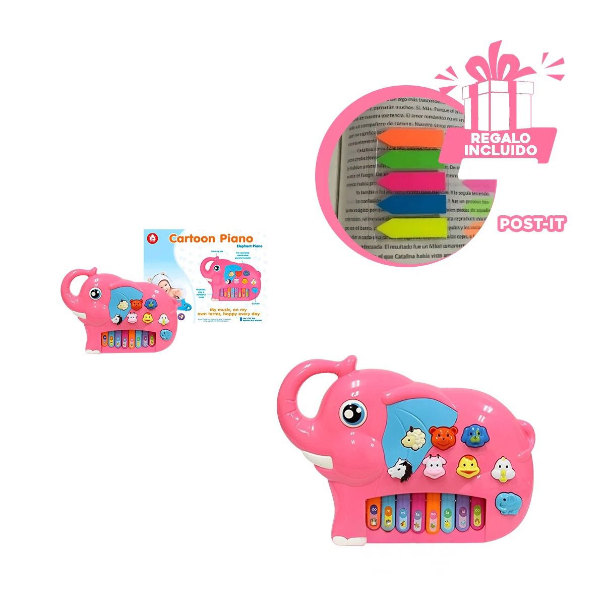 GENERICO - Instrumento Musical en Color Rosado Y+Post-it Adhesivos