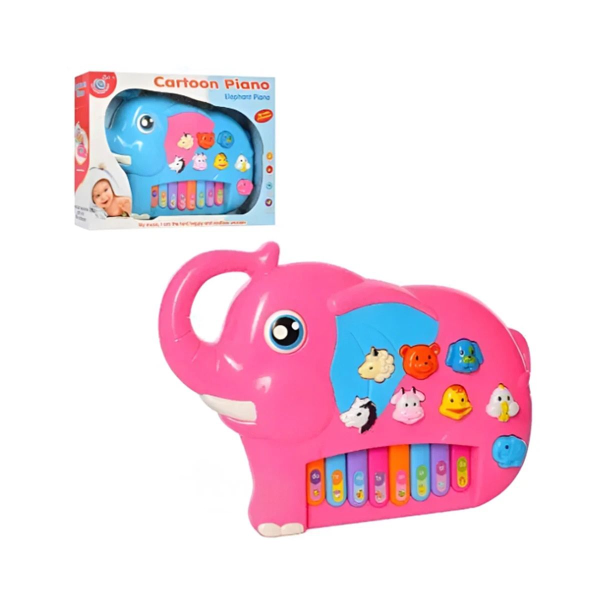 GENERICO - Pack12 Teclado Didactico de Elefante Rosad Y+Papel de Regalo