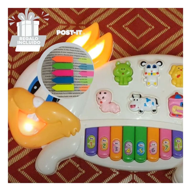 GENERICO - Pack6 Piano Sonido para Bebes Blanco Y+Banderitas Adhesivas