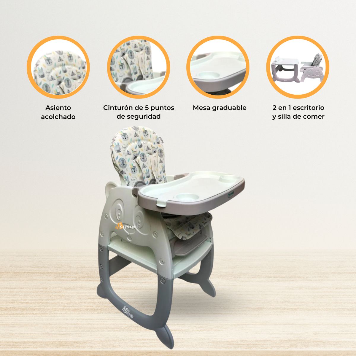 VOYAGE - Silla de Comer Escritorio «PANDA PRO» Gray