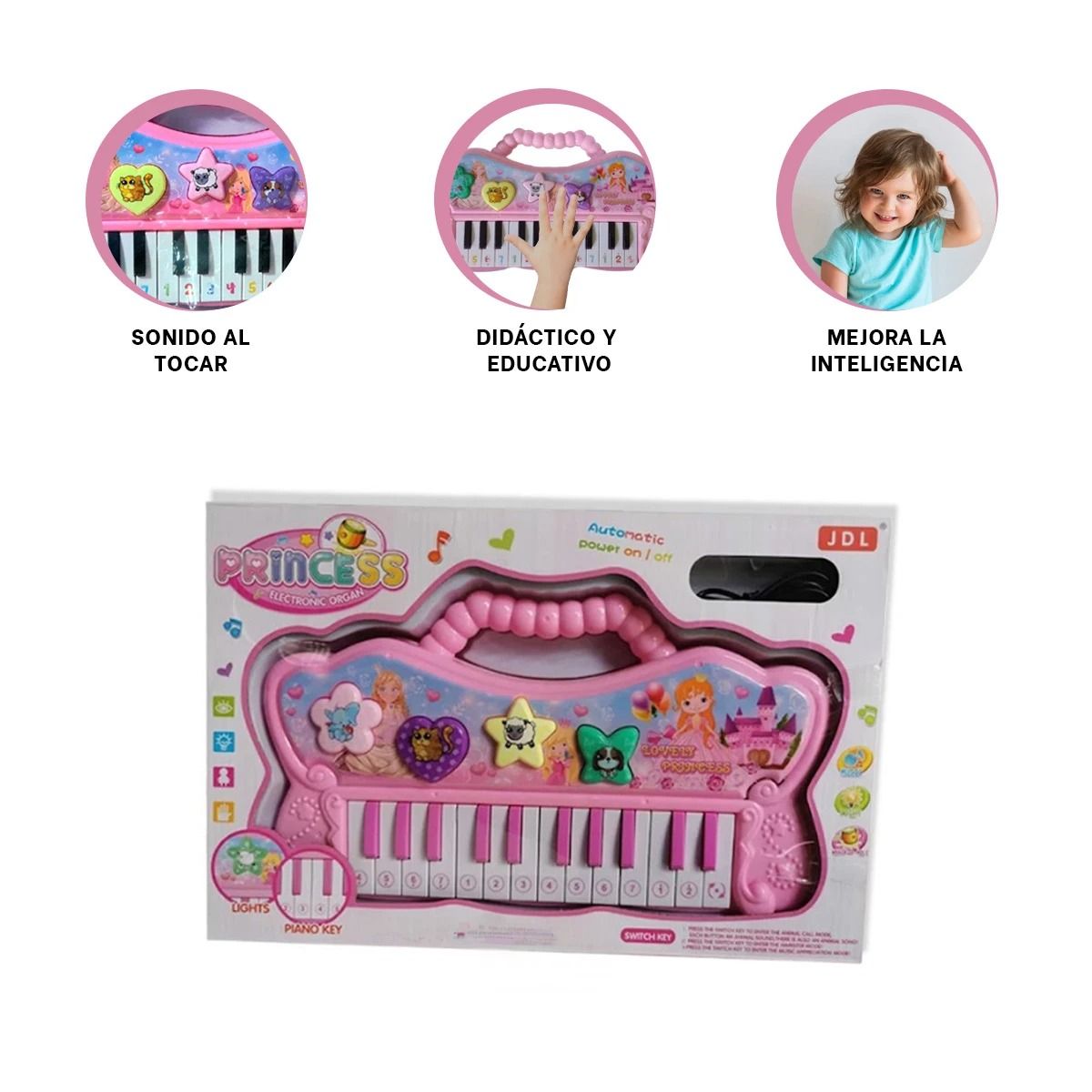 RYBIU IMPORT - Pack2 Teclado con Efecto de Sonido Rosa Y+Ligas de Regalo