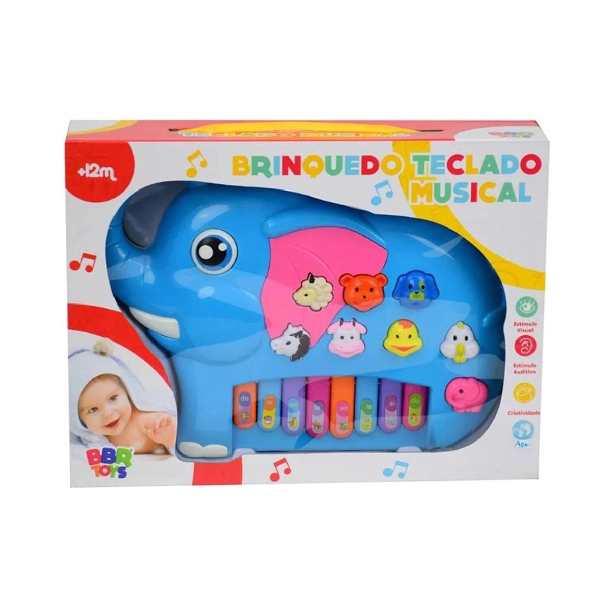 RYBIU IMPORT - Pack2 Piano Elefante Didactico para Niños en Color Celeste