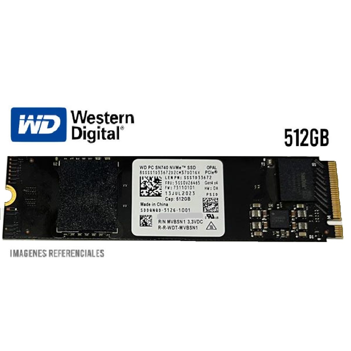 WESTERN DIGITAL - Disco solido Western Digital 512GB M2-2280 NVMe PCle