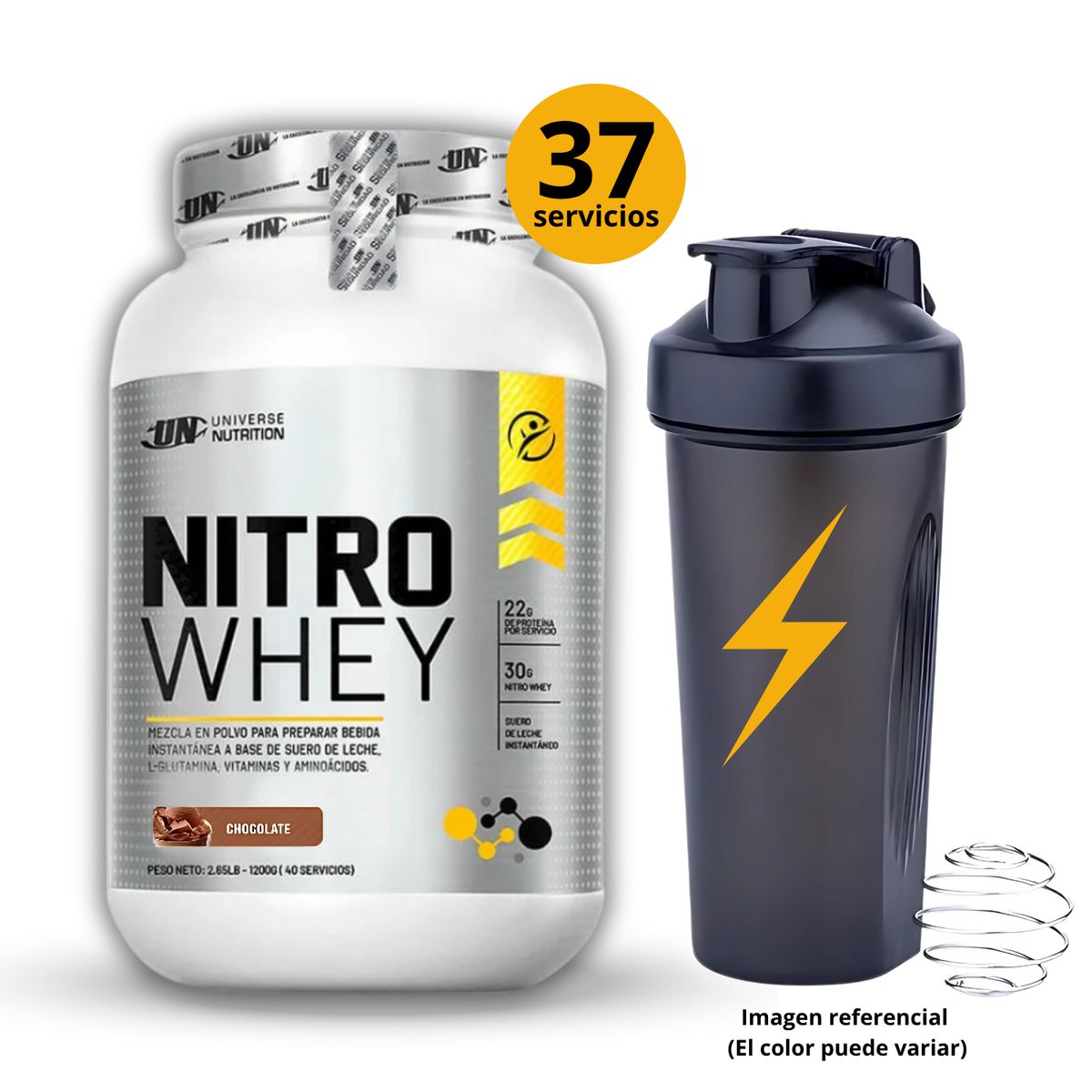 UNIVERSE NUTRITION - NITRO WHEY DE 1kg CHOCOLATE CON SHAKER - PROTEÍNA WHEY