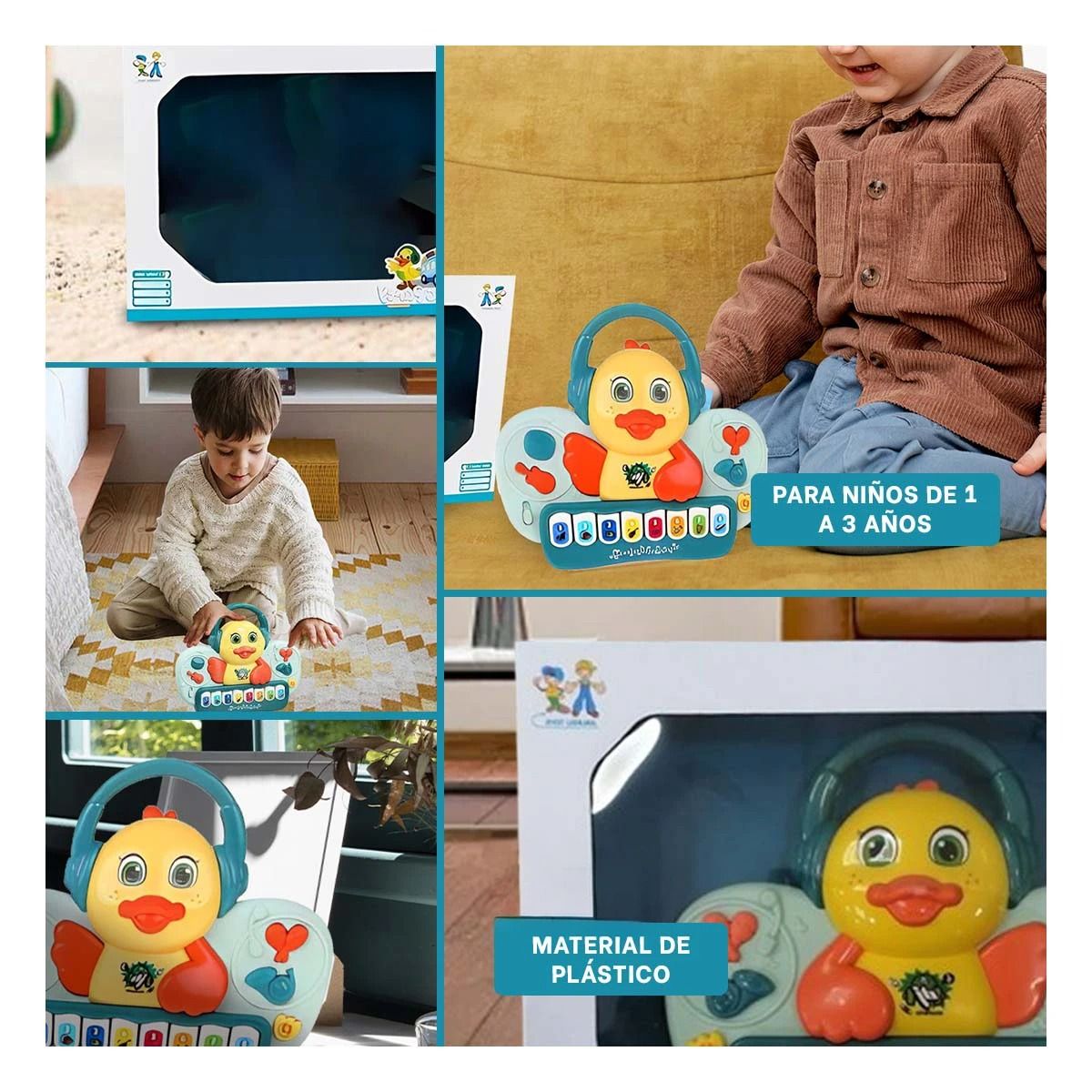 RYBIU IMPORT - Pack6 Piano de Niños Musical Pato Verde Y+Ligas de Regalo