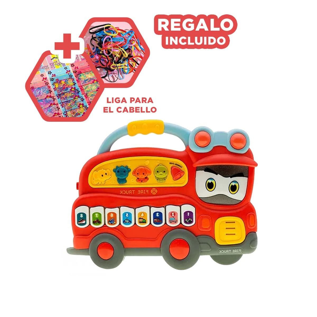 RYBIU IMPORT - Pack12 Teclado Musical de Bombero en Rojo Y+Papel de Regalo