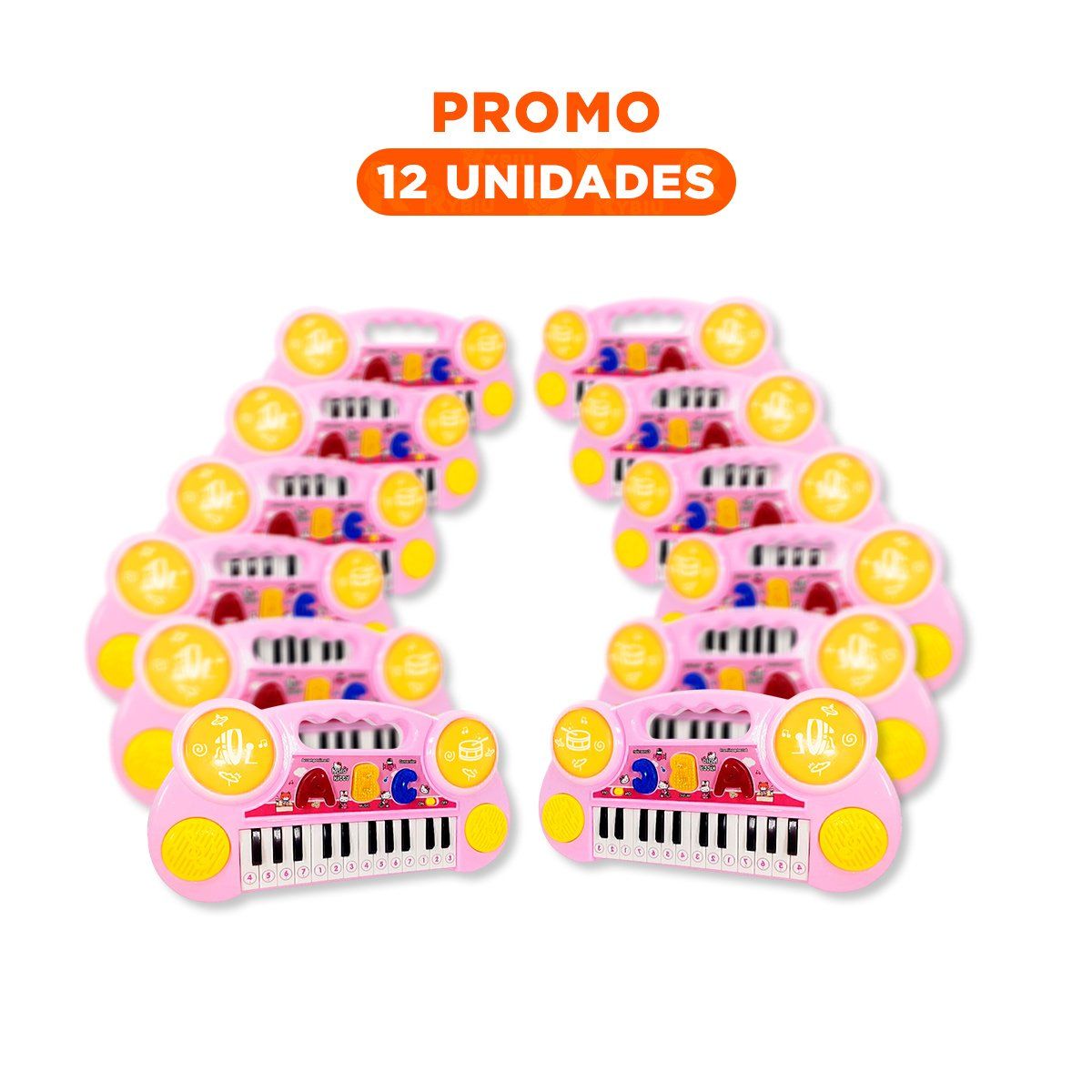 GENERICO - Pack12 Teclado con Luces y aonidos de Color Rosado