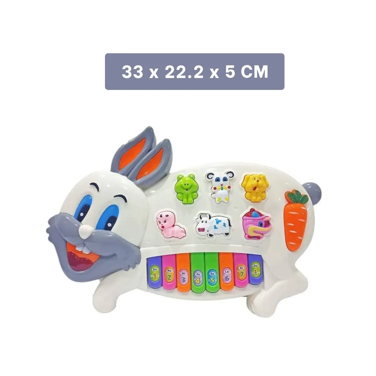 RYBIU IMPORT - Pack2 Piano Conejo y Sus Amigos de la Granja Blanco y Plomo