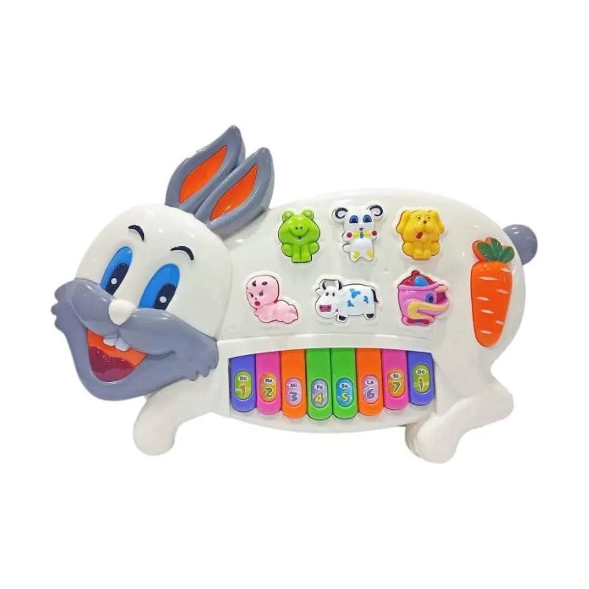 RYBIU IMPORT - Pack2 Piano Conejo y Sus Amigos de la Granja Blanco y Plomo