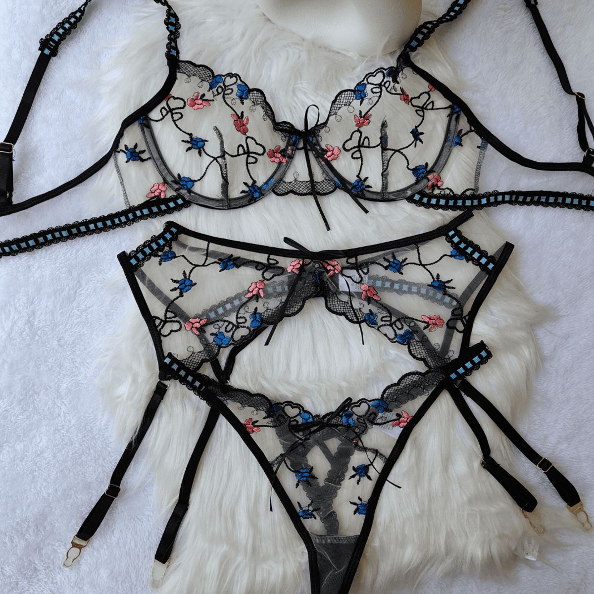 GENERICO - Set de Lencería negro para mujer talla S - ARIA